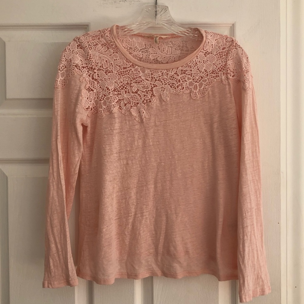 REBECCA TAYLOR - salmon coral embroidered linen